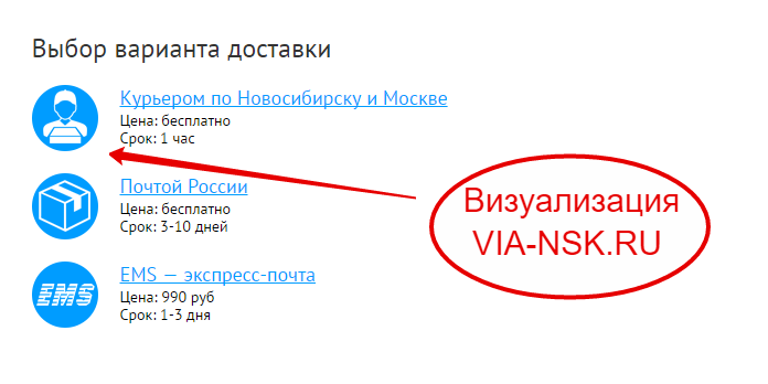  визуализация доставки при оформлении заказа на сайте via-nsk.ru