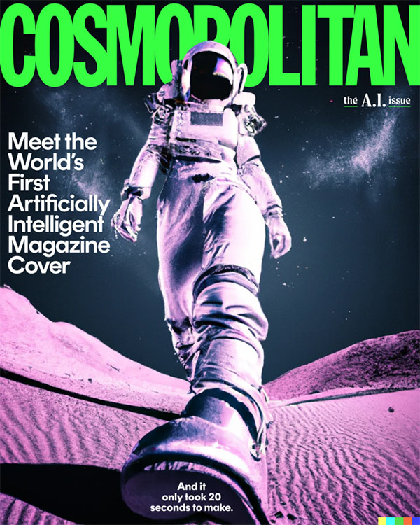 Обложка журнала Сosmopolitan, созданная в Midjourney