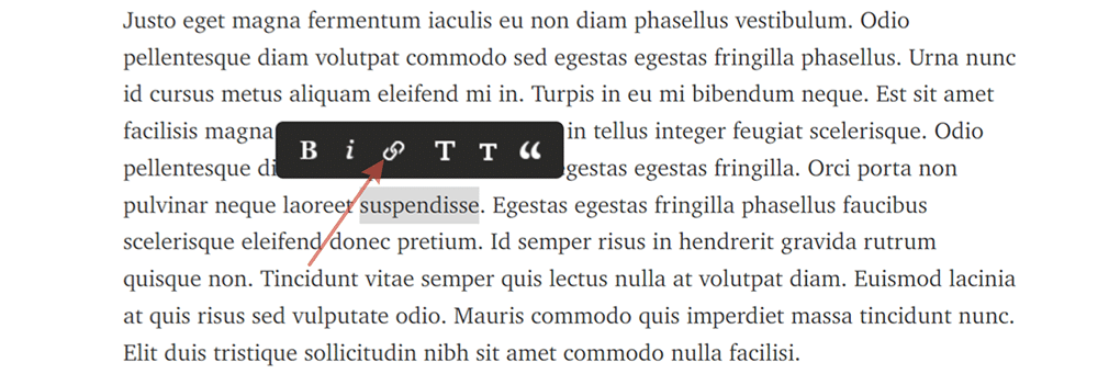 Кнопка для вставки текстовой ссылки в Telegraph